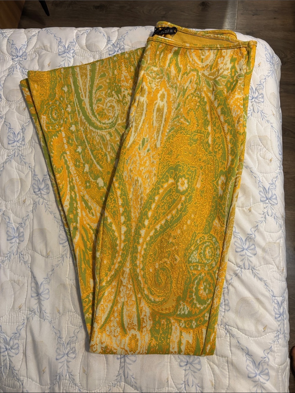 Zara Paisley Flare Pants L 70s Groovy Hippie Halloween Costume 🪩 ✌️